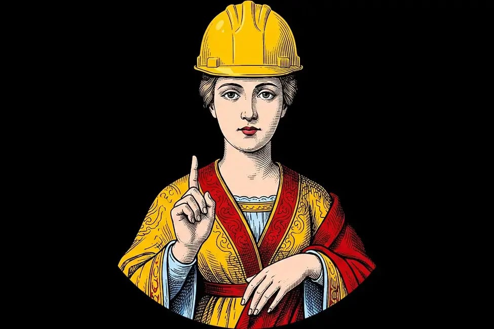 Illustration Jass Königin mit Bauhelm