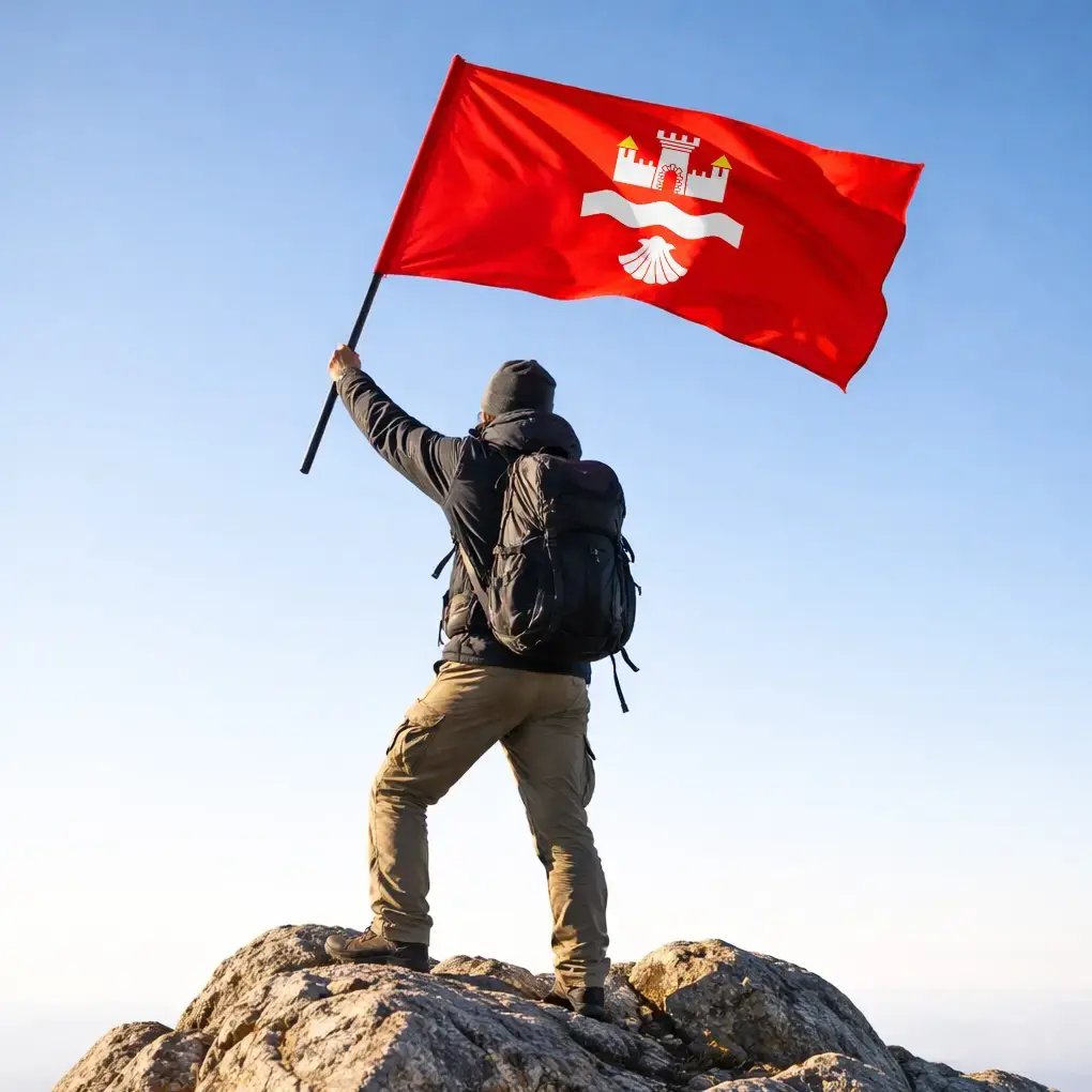 Person schwingt Beckenried-Flagge