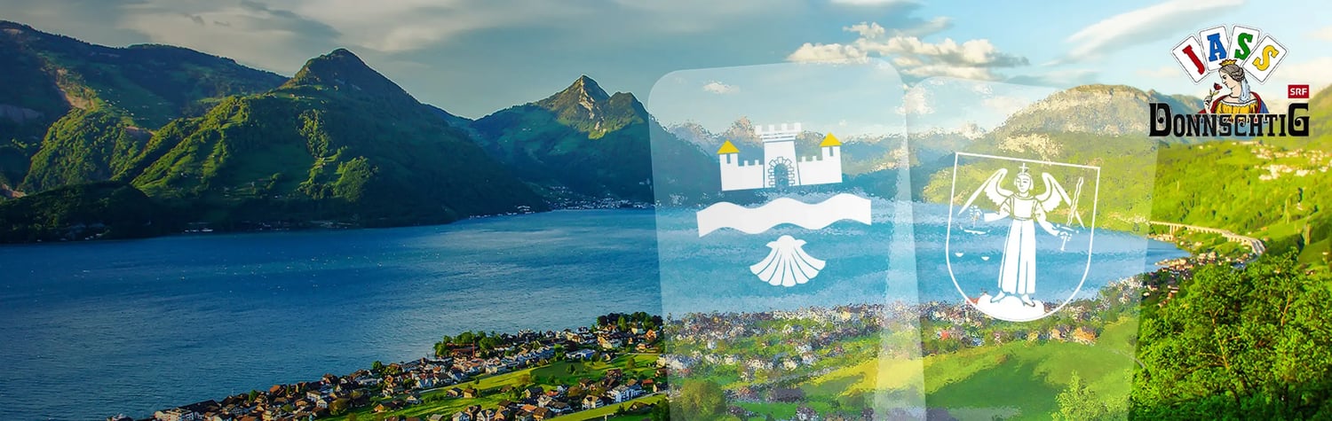 Landschaft und Ort Beckenried, Donnschtig Jass Logo